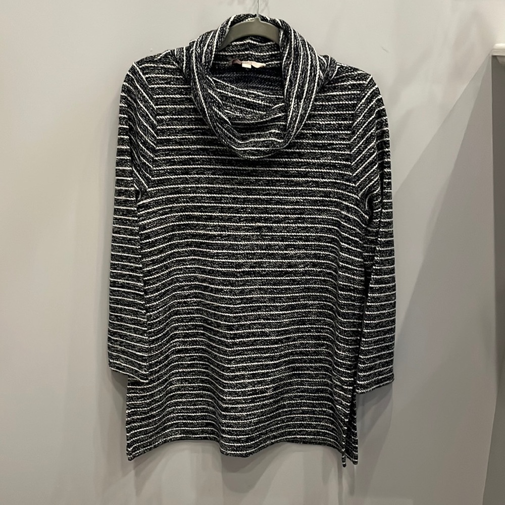 LOFT Navy and White Striped Cowl Neck SweaterSize L - Gently Worn